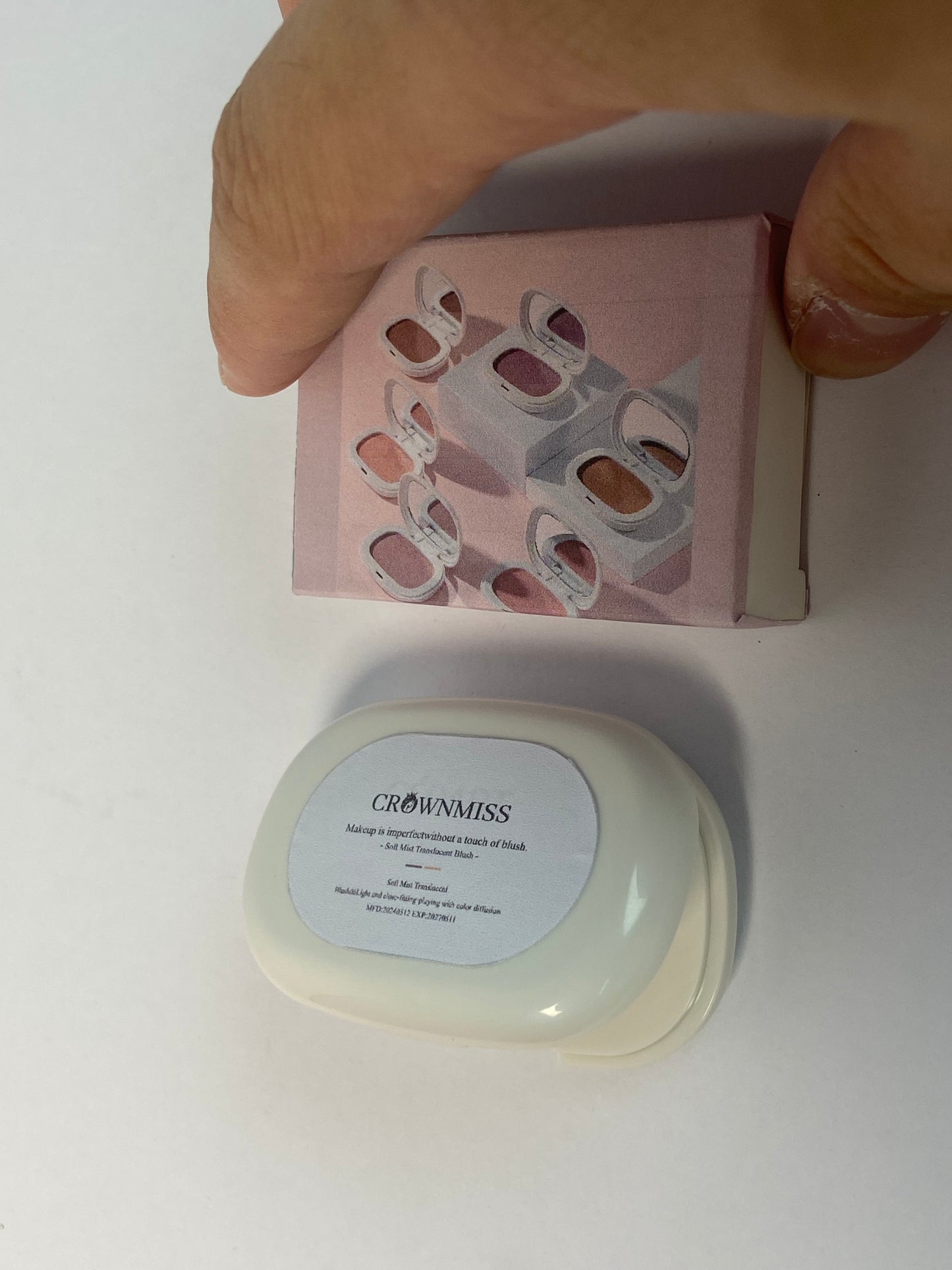 CROWNMISS Powder Blush, Radiant Glow Face Blusher, Blendable Formula, Lasting Moisturizing, Ultra Fine Lightweight Texture, Natural Cherry Color