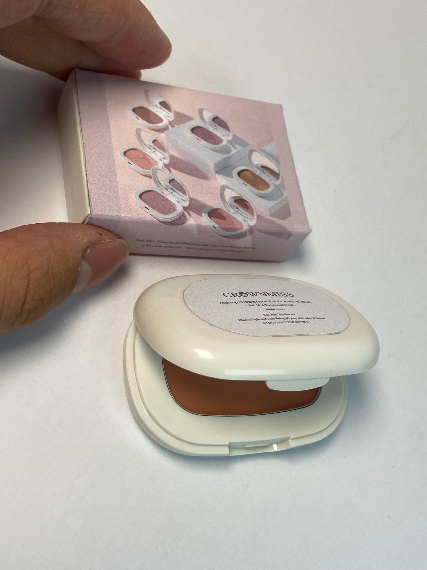 CROWNMISS Powder Blush, Radiant Glow Face Blusher, Blendable Formula, Lasting Moisturizing, Ultra Fine Lightweight Texture, Natural Cherry Color