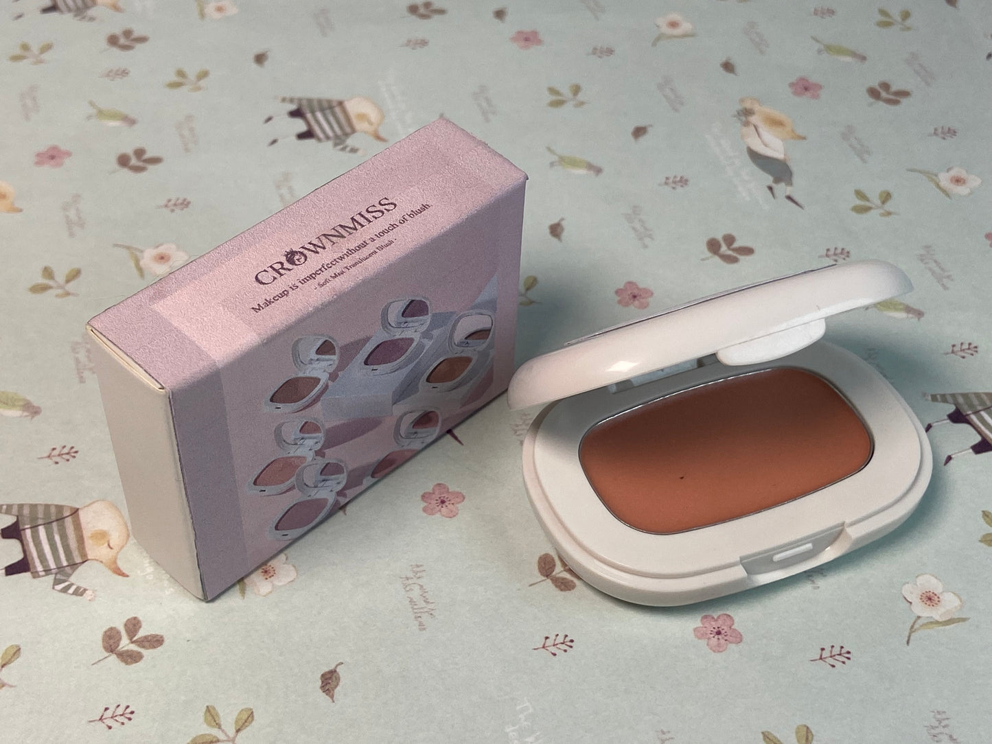 CROWNMISS Powder Blush, Radiant Glow Face Blusher, Blendable Formula, Lasting Moisturizing, Ultra Fine Lightweight Texture, Natural Cherry Color