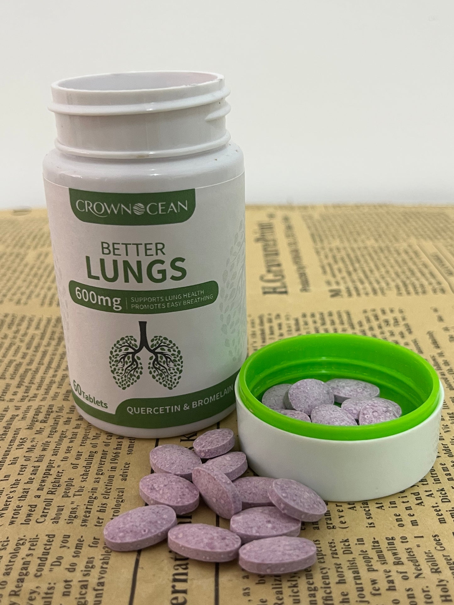 CROWNOCEAN Dietary food supplements Lung Formula – Organic Respiratory Support for Lung Health –60 Tablets – Non GMO Fair for Life Vegan