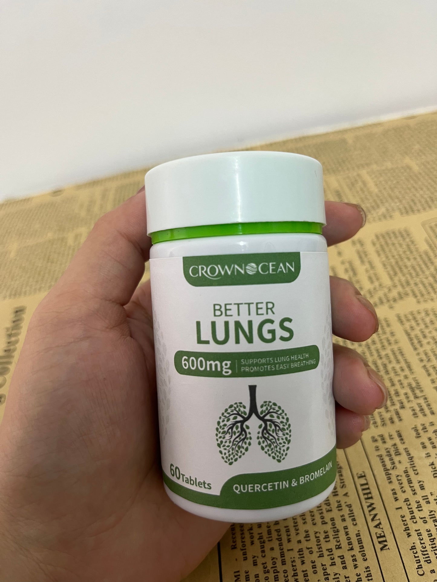 CROWNOCEAN Dietary food supplements Lung Formula – Organic Respiratory Support for Lung Health –60 Tablets – Non GMO Fair for Life Vegan