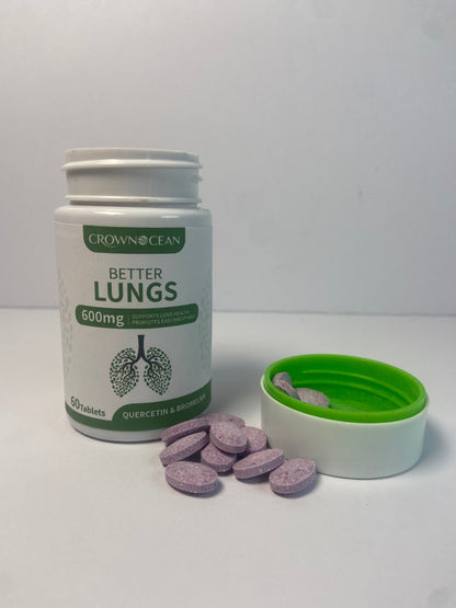 CROWNOCEAN Dietary food supplements Lung Formula – Organic Respiratory Support for Lung Health –60 Tablets – Non GMO Fair for Life Vegan