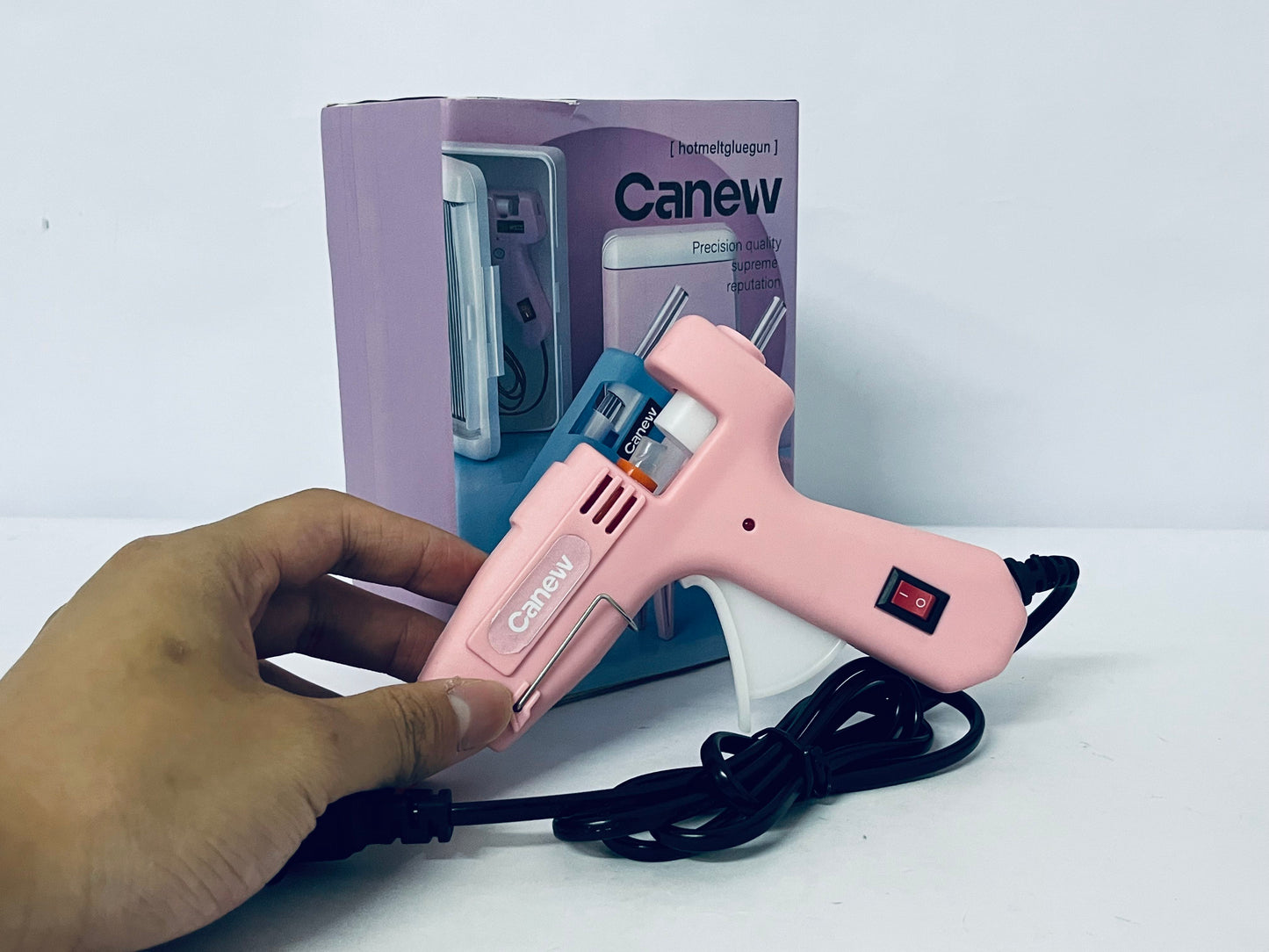 Canew Compact Mini Size High-Temperature Hot Glue Gun - Ideal for Crafting - Pink