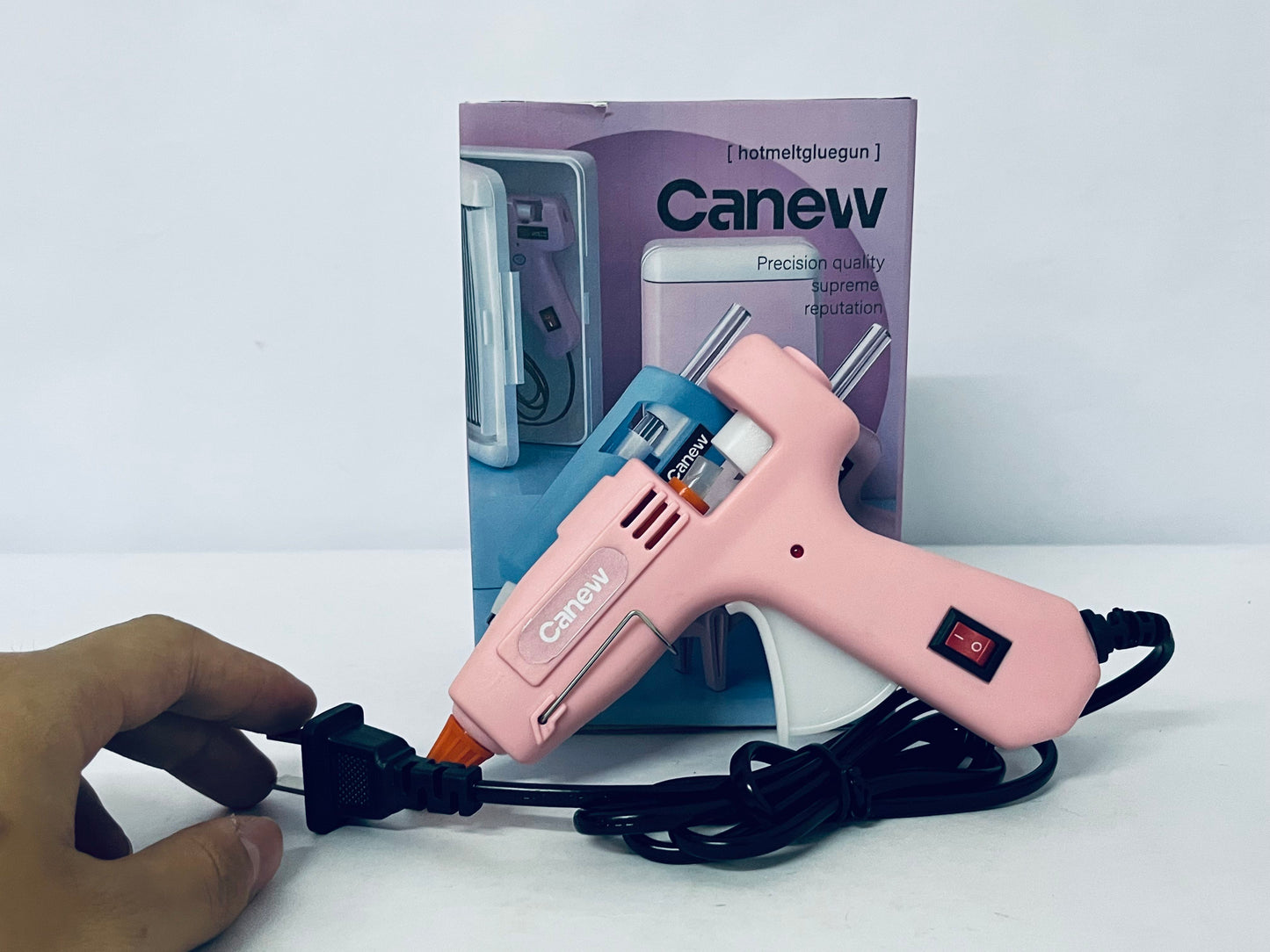 Canew Compact Mini Size High-Temperature Hot Glue Gun - Ideal for Crafting - Pink