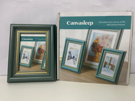 [Canvasleep Picture frames]-Vintage Distressed Teal Picture Frame - Luxury Gold Trim Decorative Frame