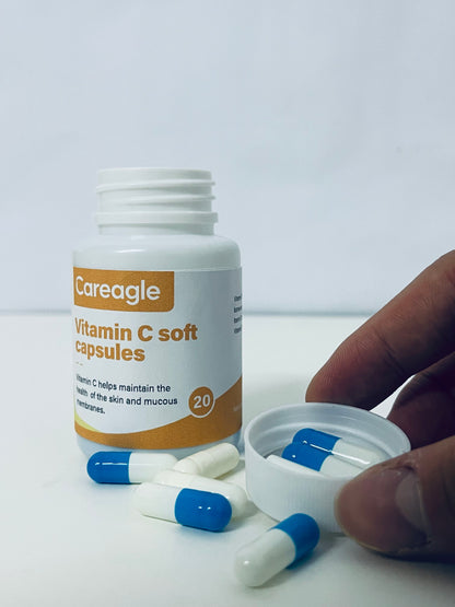 Careagle Vitamin C Soft Capsules 20-Count Gentle Nourishment A Daily Nutritional Supplement for Skin & Mucous Membrane Health