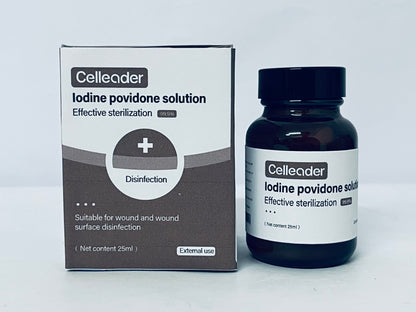 Celleader Iodine Solution, 25ml Antiseptic for Wound & Skin Disinfection, First-Aid Sterilization
