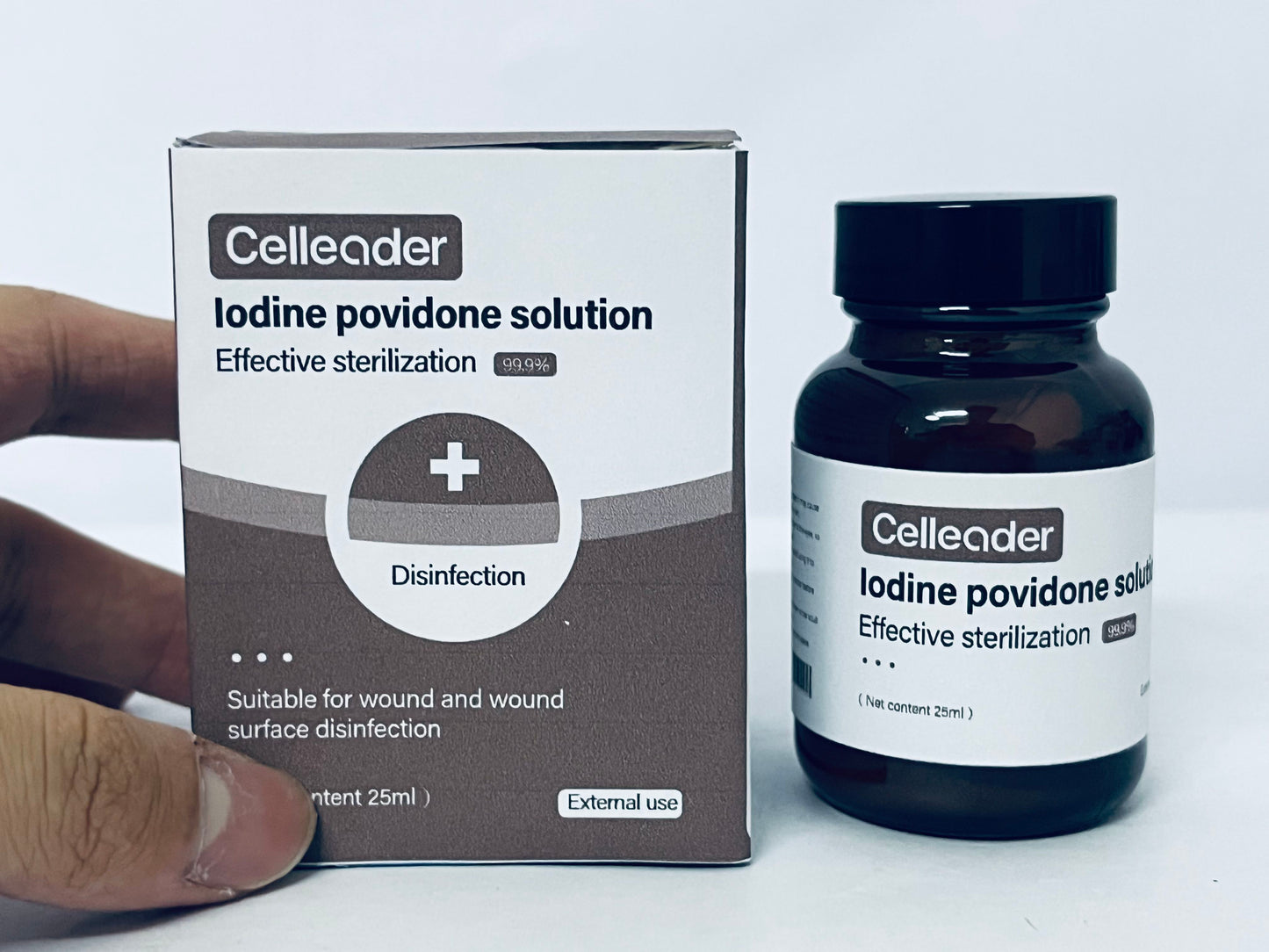 Celleader Iodine Solution, 25ml Antiseptic for Wound & Skin Disinfection, First-Aid Sterilization