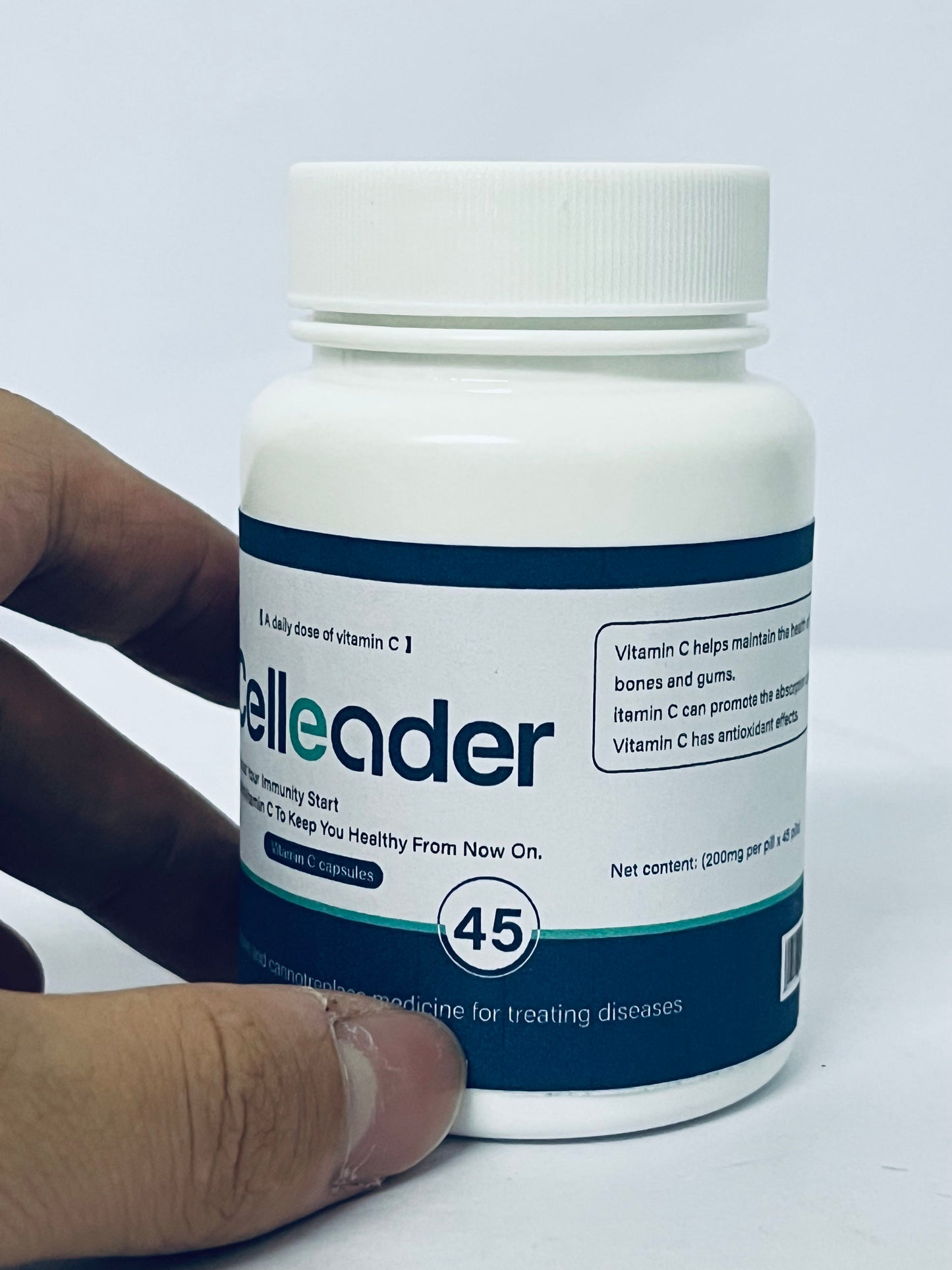 Celleader Vitamin C Capsules, 45 Count | Daily Immune Support & Collagen Boost Supplement