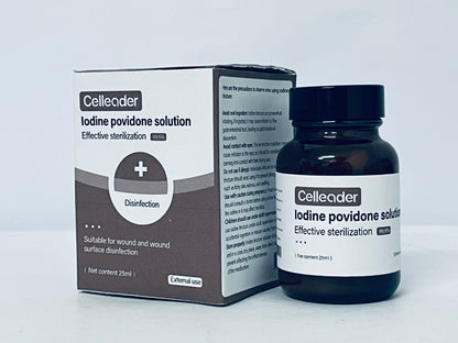 Celleader Iodine Solution, 25ml Antiseptic for Wound & Skin Disinfection, First-Aid Sterilization
