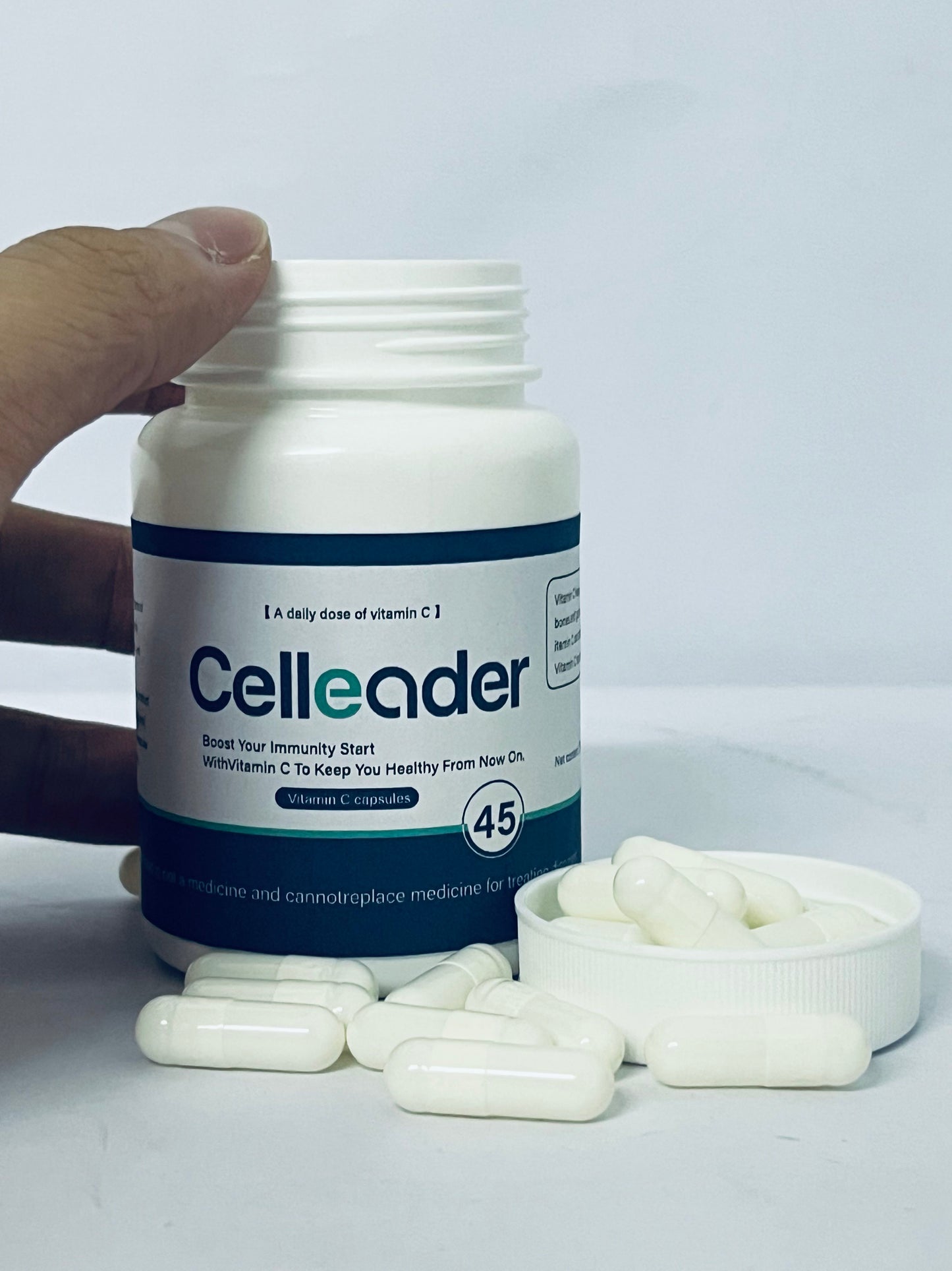 Celleader Vitamin C Capsules, 45 Count | Daily Immune Support & Collagen Boost Supplement