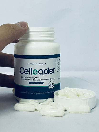 Celleader Vitamin C Capsules, 45 Count | Daily Immune Support & Collagen Boost Supplement