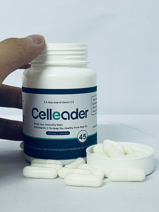 Celleader Vitamin C Capsules, 45 Count | Daily Immune Support & Collagen Boost Supplement