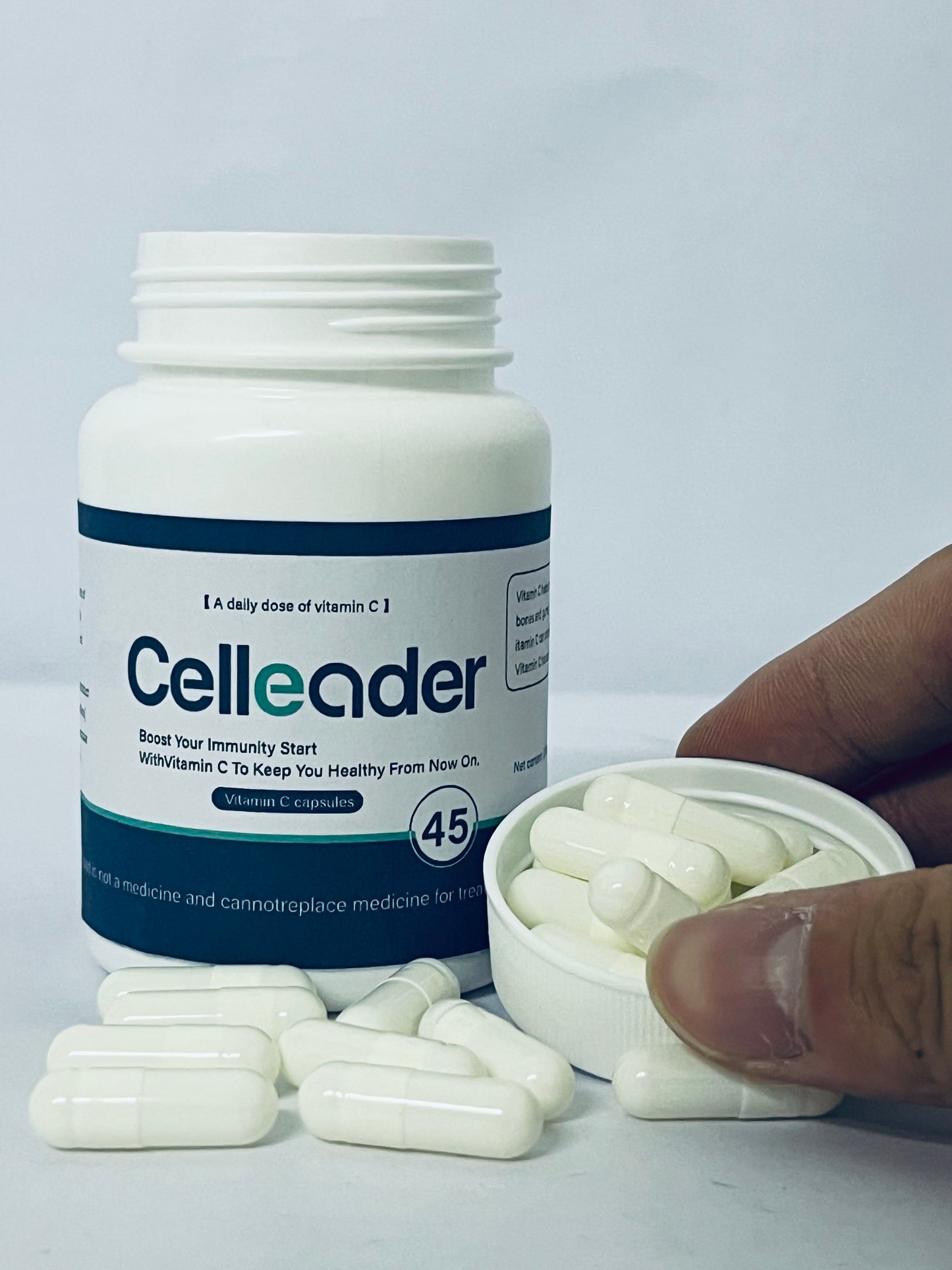 Celleader Vitamin C Capsules, 45 Count | Daily Immune Support & Collagen Boost Supplement