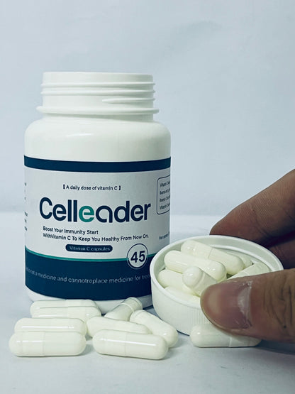 Celleader Vitamin C Capsules, 45 Count | Daily Immune Support & Collagen Boost Supplement