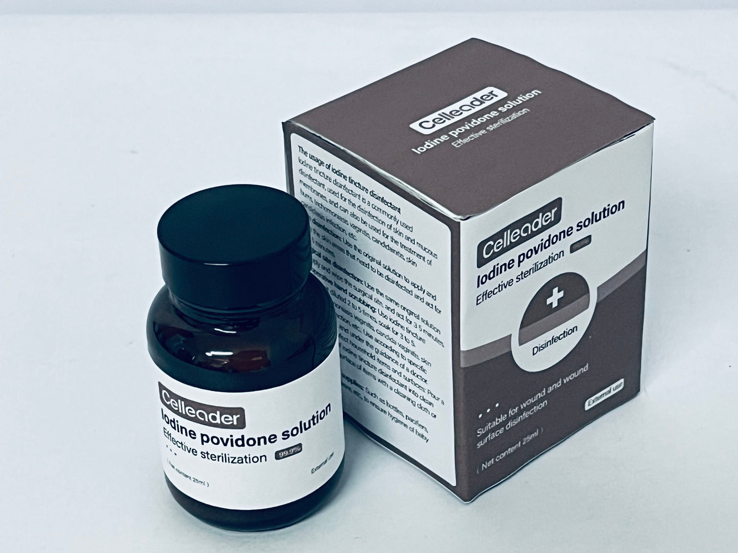 Celleader Iodine Solution, 25ml Antiseptic for Wound & Skin Disinfection, First-Aid Sterilization