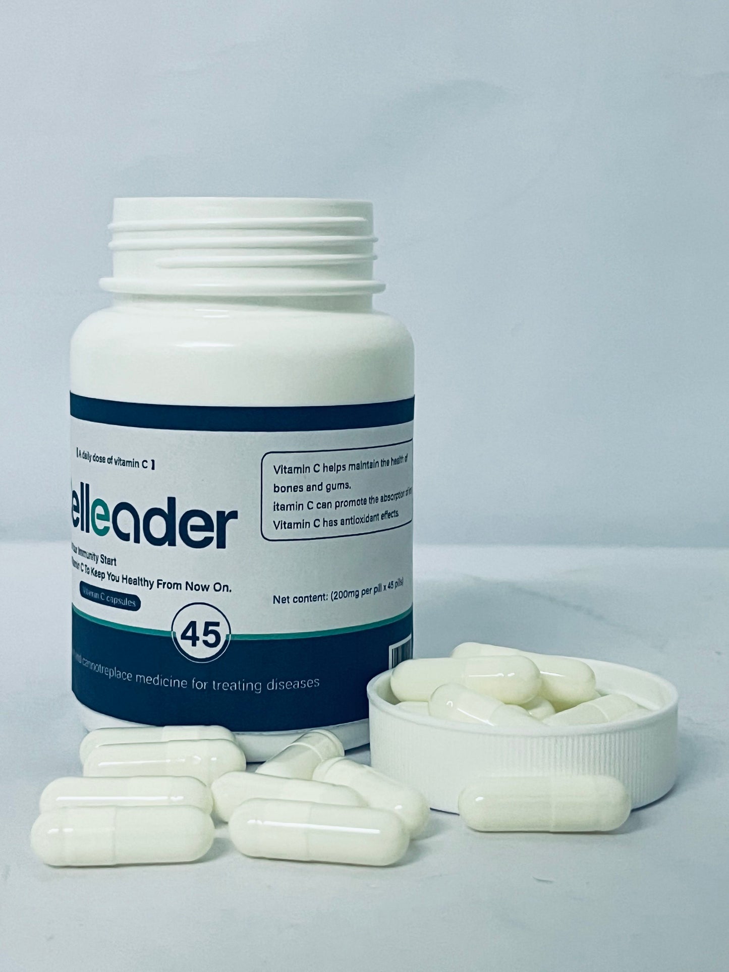 Celleader Vitamin C Capsules, 45 Count | Daily Immune Support & Collagen Boost Supplement