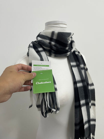 Chalicothere Neckerchiefs Black and White Plaid Warm Scarf - A Dual Role of Fashion and Warmth in Winter