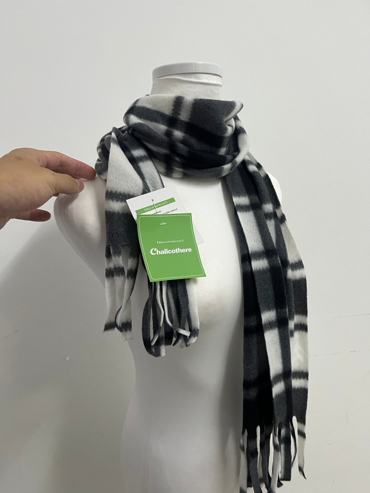 Chalicothere Neckerchiefs Black and White Plaid Warm Scarf - A Dual Role of Fashion and Warmth in Winter