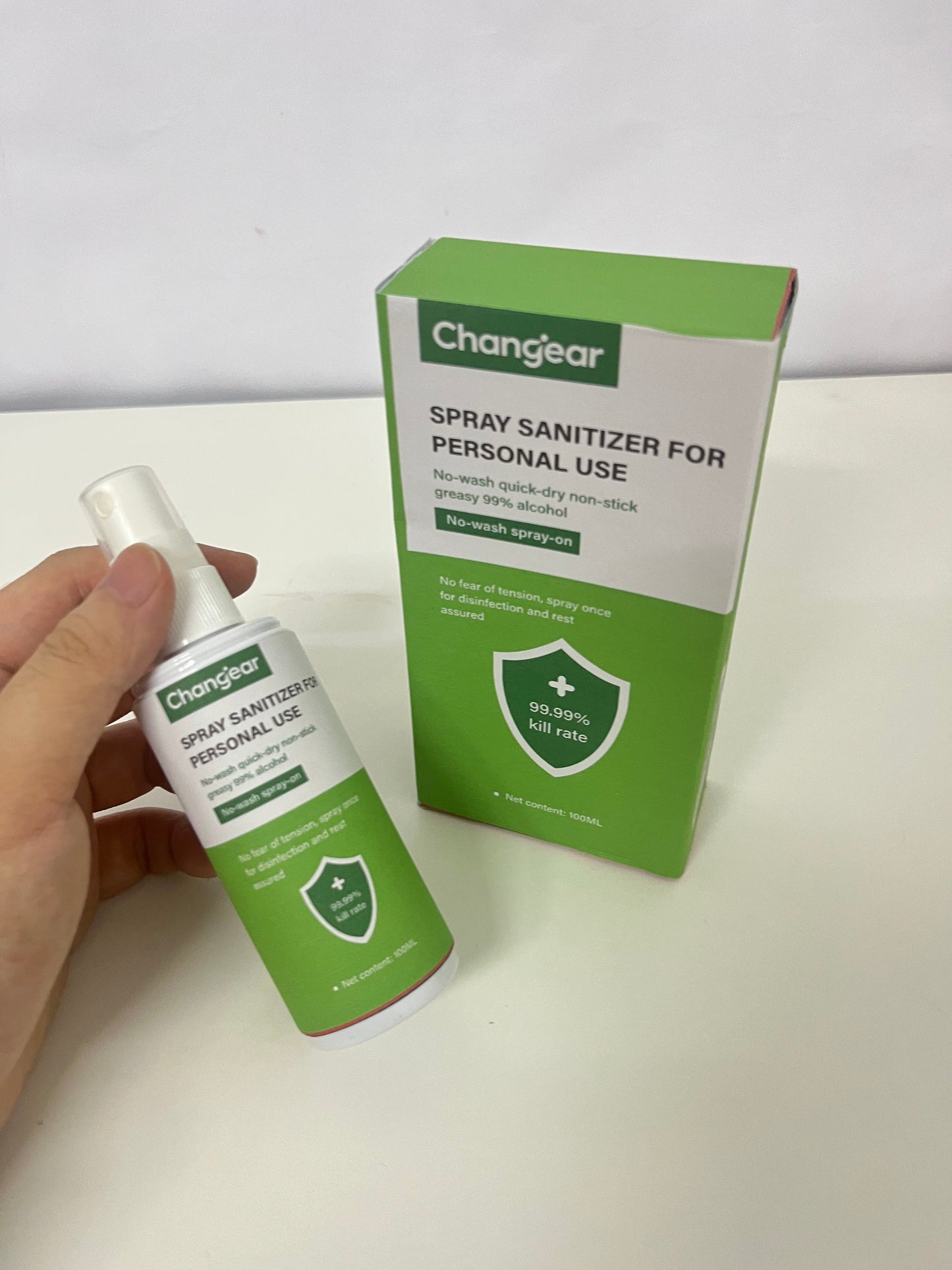 Changear Spray Sanitizer 100ML - 99% Alcohol 99.99% Kill Rate, No-Wash Quick-Dry Non-Sticky, Portable Hand & Surface Disinfectant for Personal Daily Use