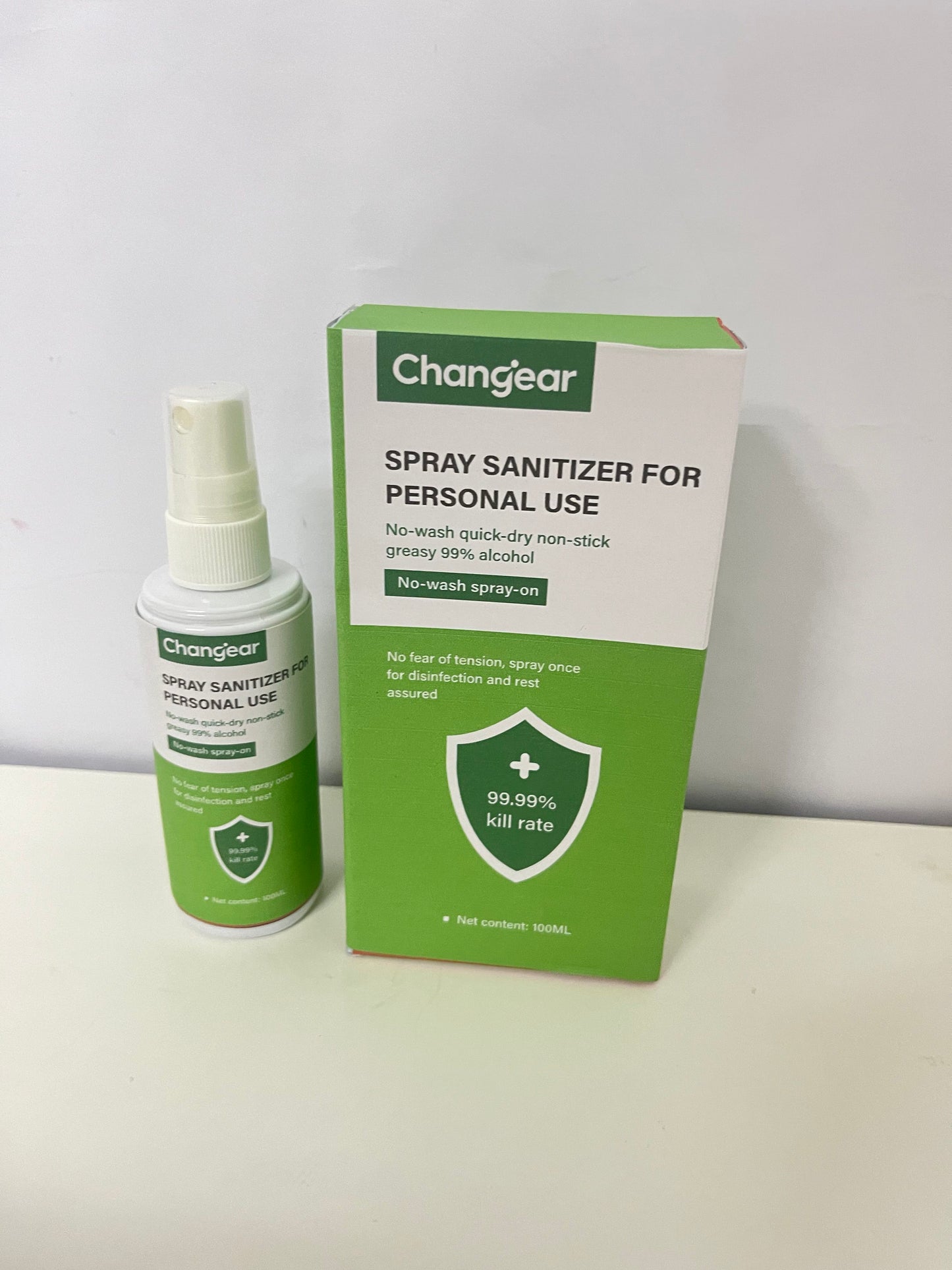 Changear Spray Sanitizer 100ML - 99% Alcohol 99.99% Kill Rate, No-Wash Quick-Dry Non-Sticky, Portable Hand & Surface Disinfectant for Personal Daily Use