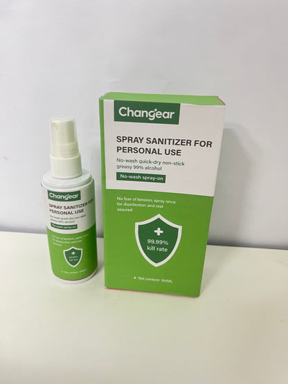 Changear Spray Sanitizer 100ML - 99% Alcohol 99.99% Kill Rate, No-Wash Quick-Dry Non-Sticky, Portable Hand & Surface Disinfectant for Personal Daily Use