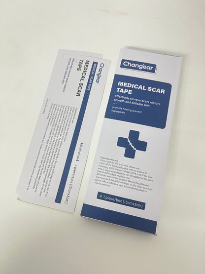 Changear Medical Scar Tape 15cm×3cm - Scar Removal & Hyperplasia Prevention, Post-Operative/Wound Scar Care Patch, Skin-Friendly & Cuttable