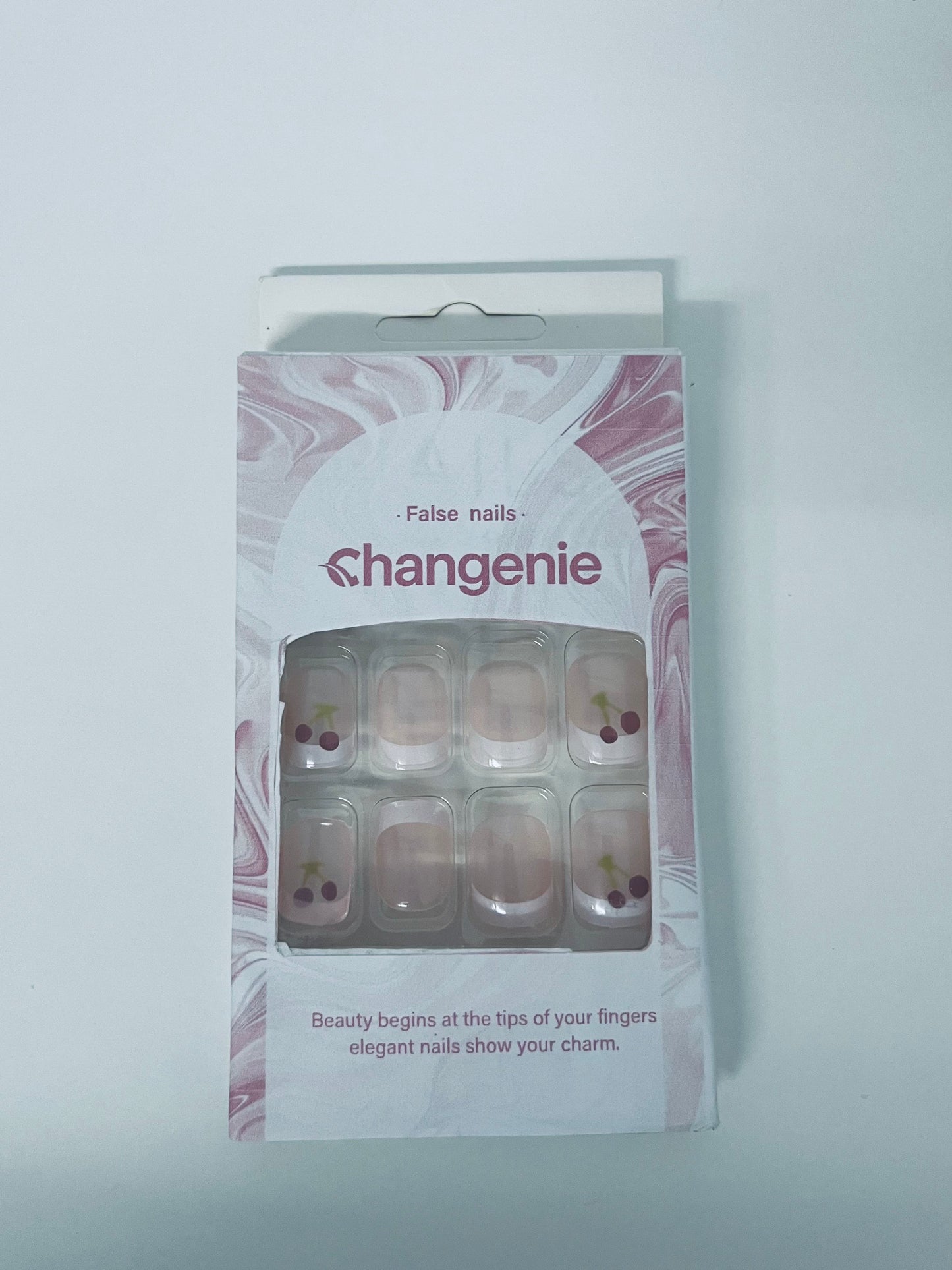 Changenie Sweet Cherry Translucent Pink False Nails Fresh Girl Style A Sweet & Vital Item for Finger Decoration