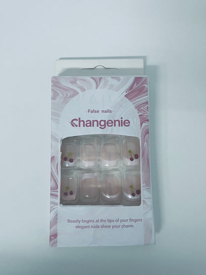 Changenie Sweet Cherry Translucent Pink False Nails Fresh Girl Style A Sweet & Vital Item for Finger Decoration