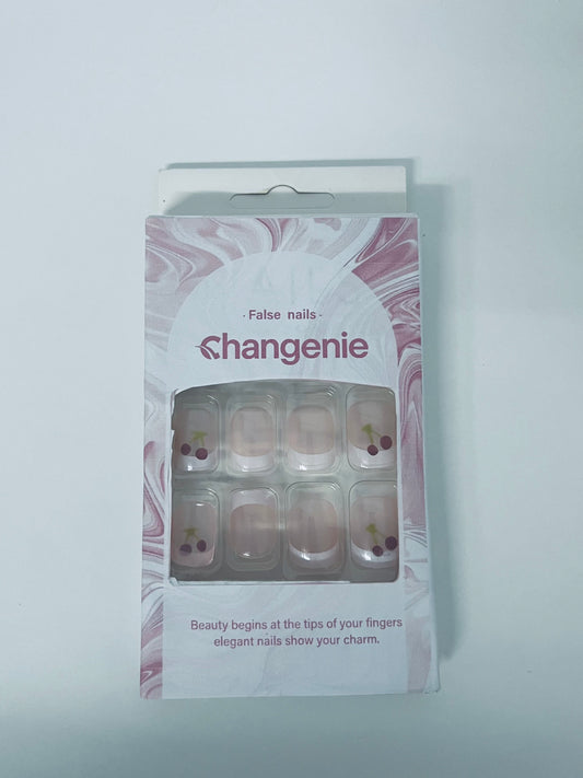 Changenie Sweet Cherry Translucent Pink False Nails Fresh Girl Style A Sweet & Vital Item for Finger Decoration
