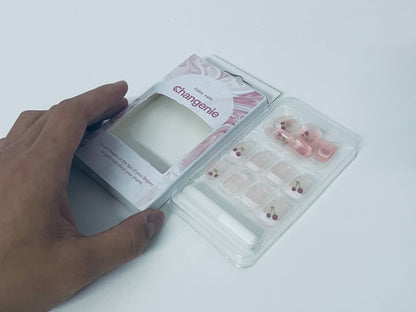 Changenie Sweet Cherry Translucent Pink False Nails Fresh Girl Style A Sweet & Vital Item for Finger Decoration