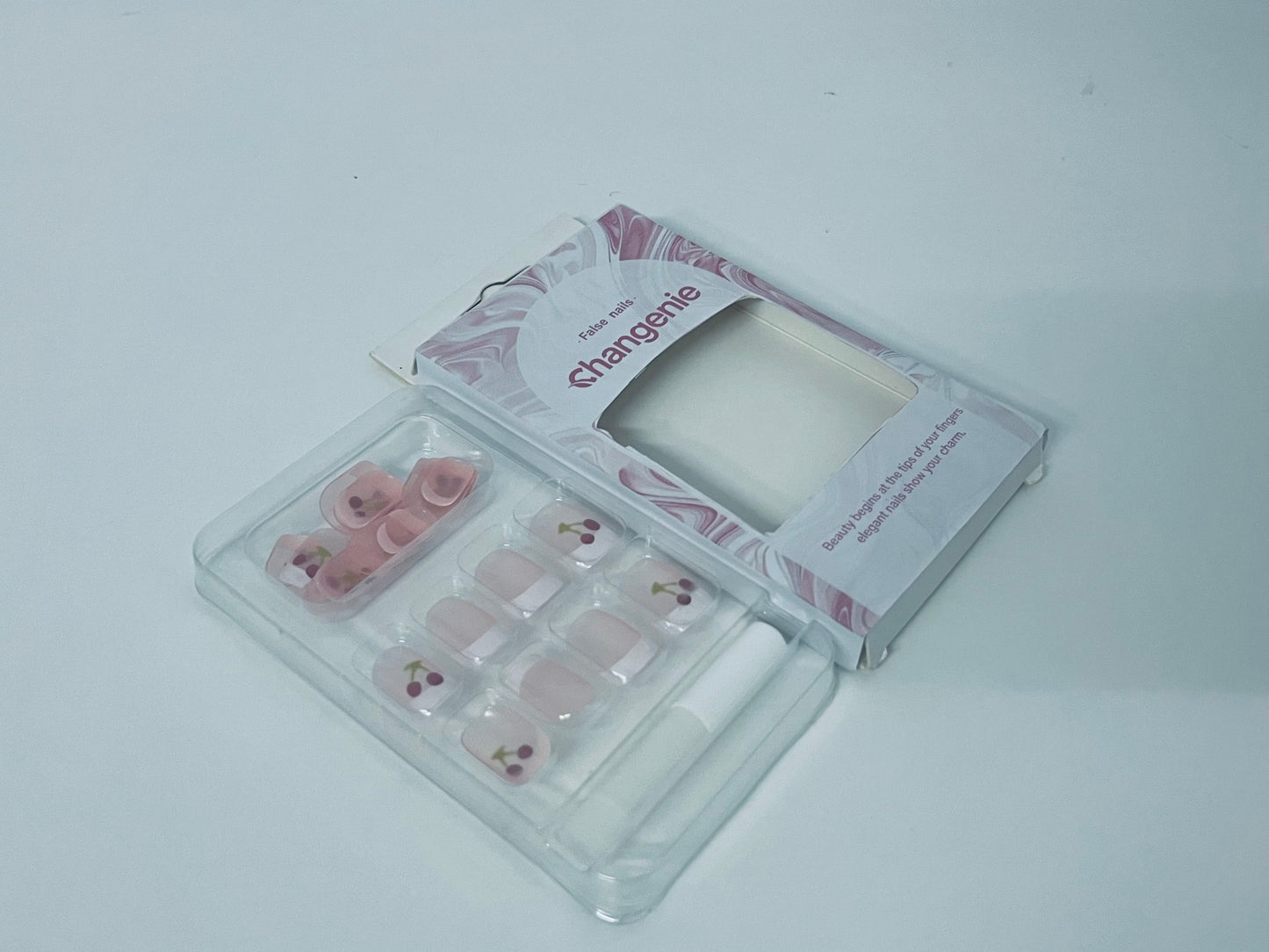 Changenie Sweet Cherry Translucent Pink False Nails Fresh Girl Style A Sweet & Vital Item for Finger Decoration
