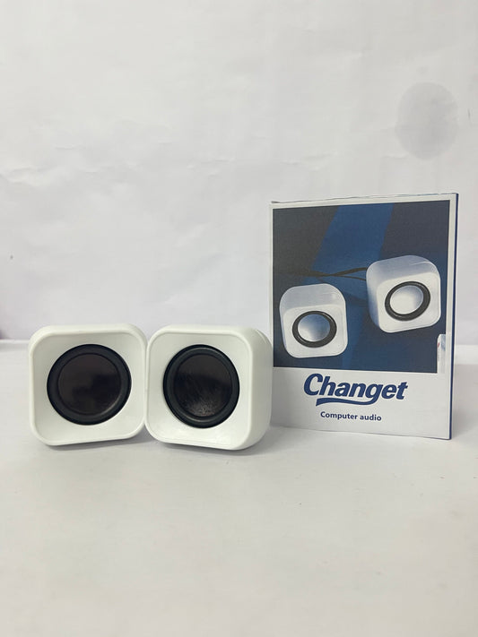 Changet Speaker - 14W Stereo PC Speakers, USB Powered, Compact Size with 30° Tilt Design, Volume Dial Control, for Desktop, Laptop, Monitor, Gaming Consoles, White