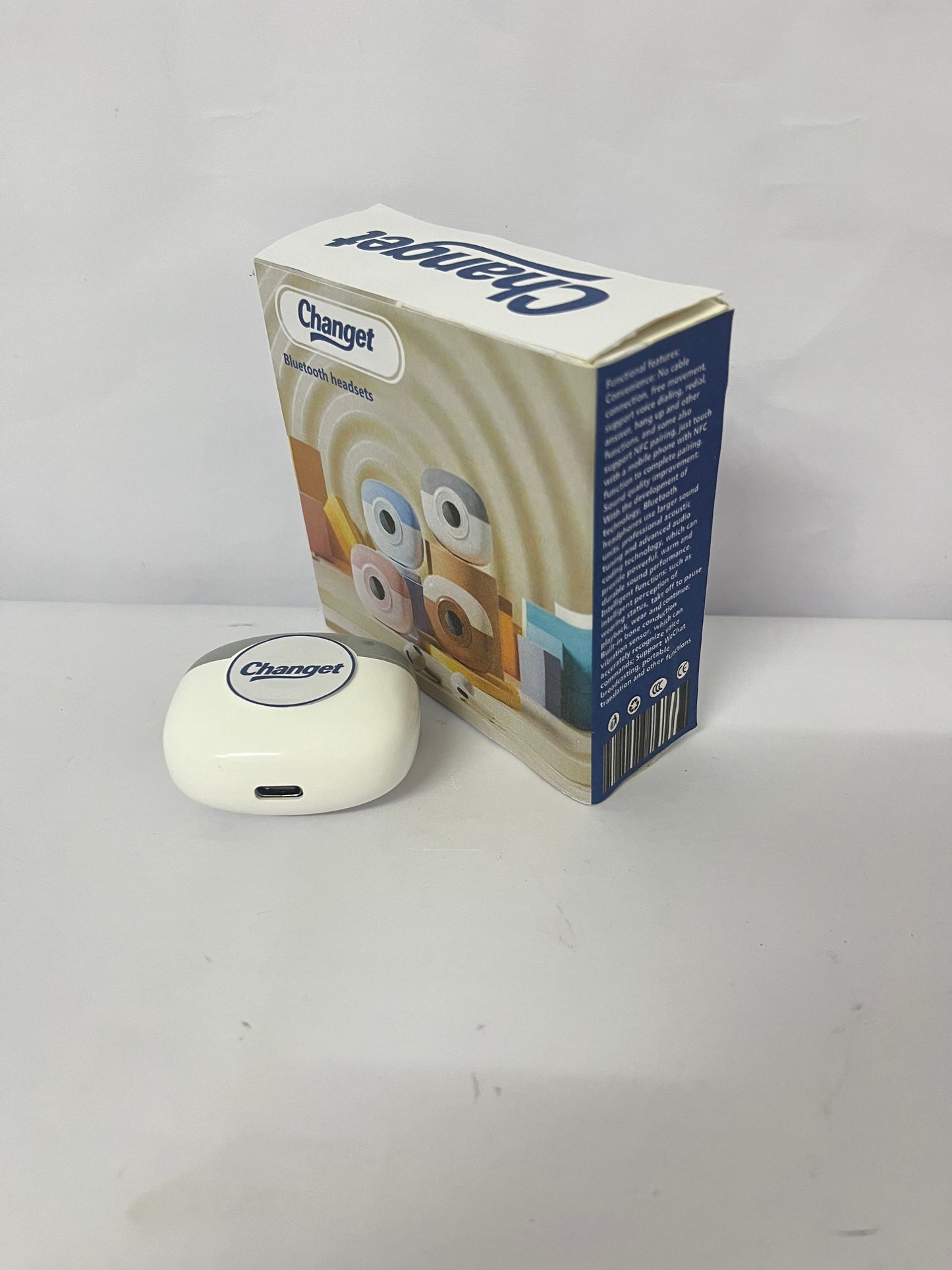 Changet Earbuds ENC Noise Cancellation Wireless Bluetooth Earphones,Dual Mics in Ear Detection Wireless Headset,Lower Delay 13mm Speaker Headphones. (White)