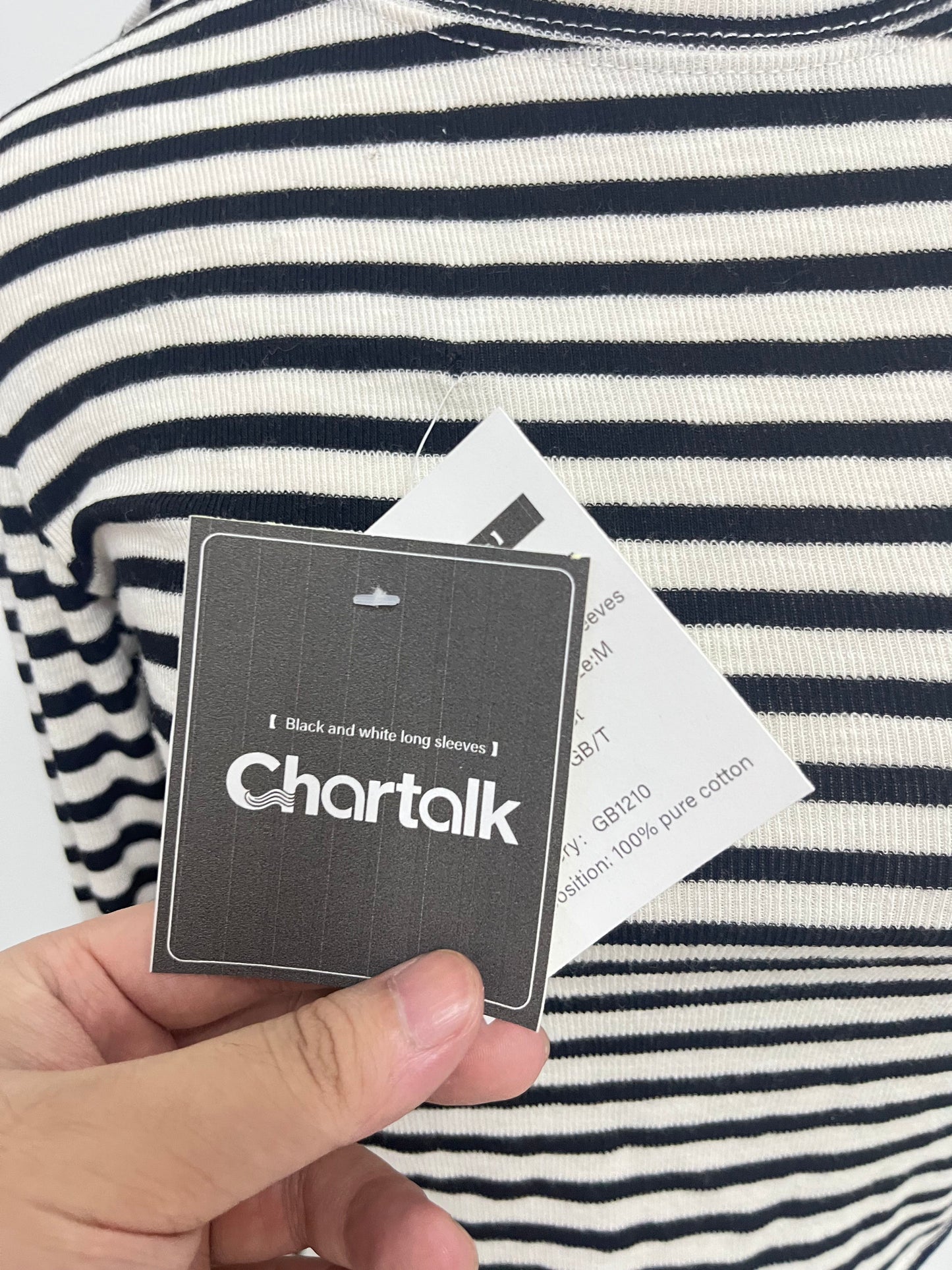 Chartalk Tops as clothing Womens Striped Long Sleeve Crop Top Crewneck Basic Fitted T Shirts Brown Black