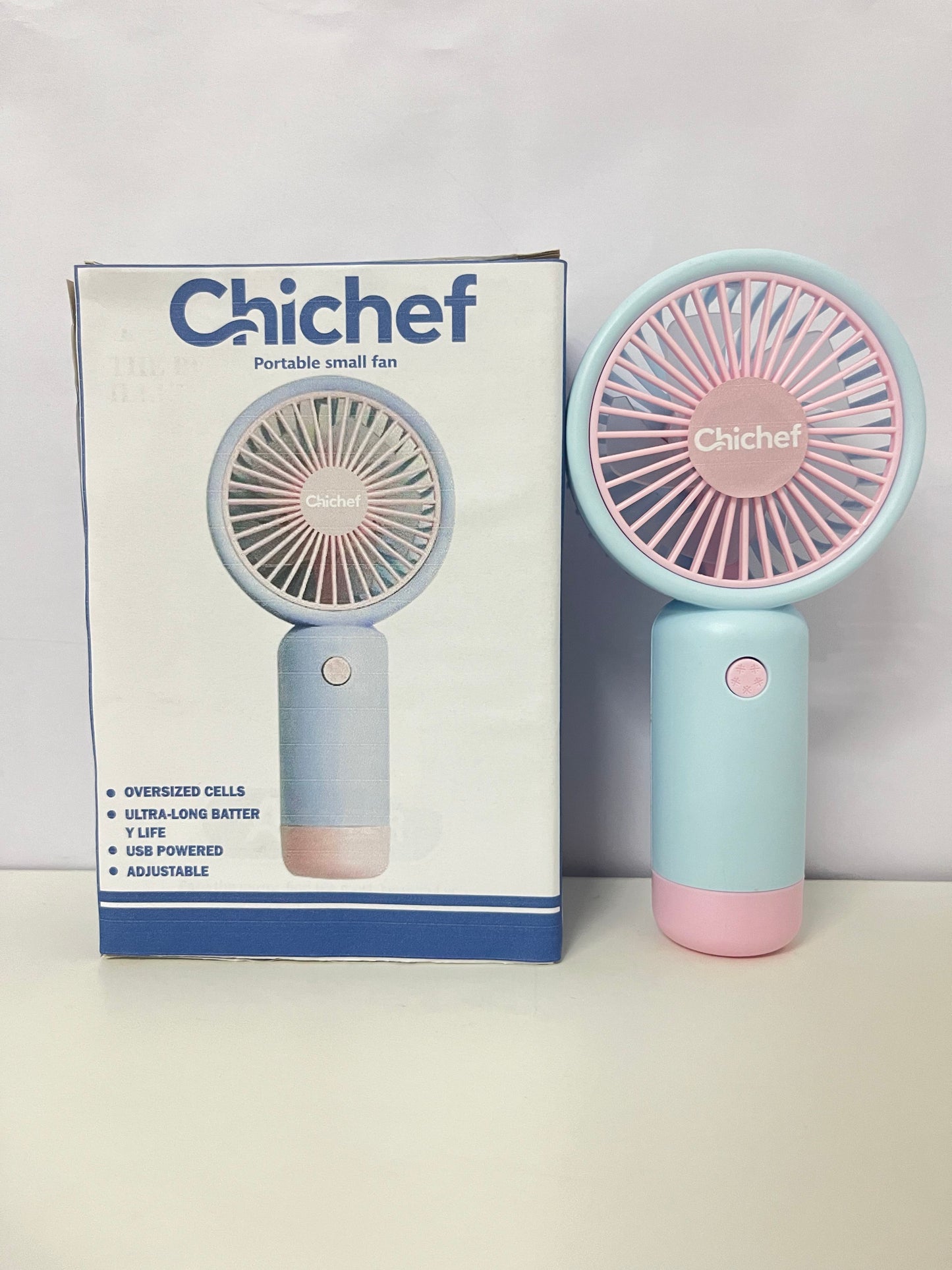 【Chichef Two-Tone Portable Electric Fan】—— Compact Cooling Companion for On-the-Go