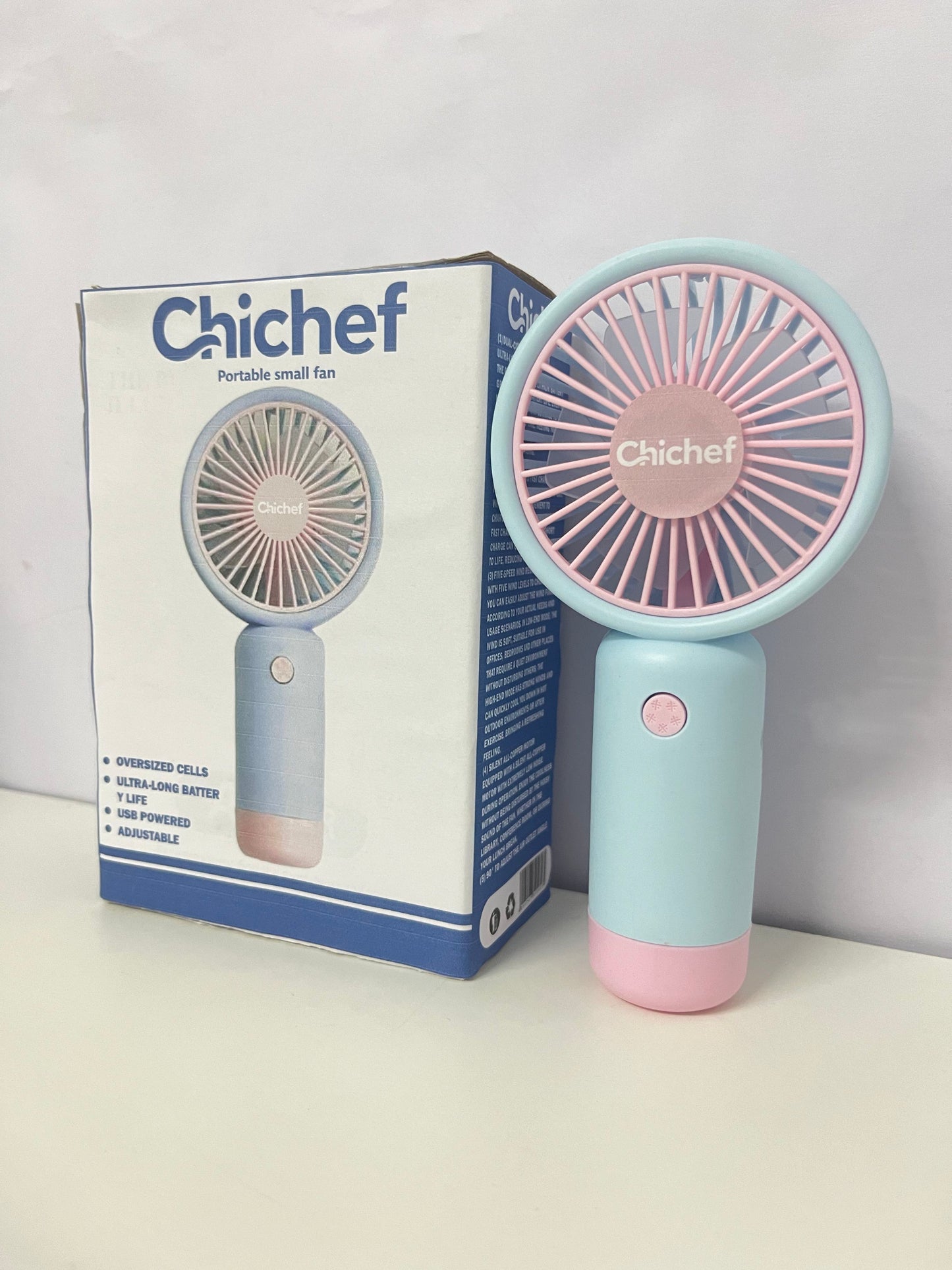 【Chichef Two-Tone Portable Electric Fan】—— Compact Cooling Companion for On-the-Go