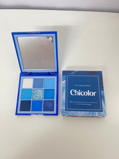 Chicolor 9-Color Blue Eyeshadow Palette High Pigmentation Long-Lasting A Creative Choice for Eye Makeup Personalities
