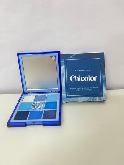 Chicolor 9-Color Blue Eyeshadow Palette High Pigmentation Long-Lasting A Creative Choice for Eye Makeup Personalities