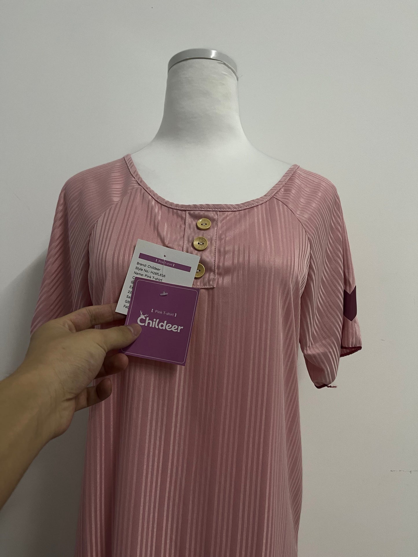 Childeer Women's Summer Sexy  Collar Button Ribbed Short Sleeved Knitted Slim Fitting Dress