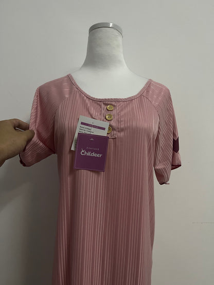 Childeer Women's Summer Sexy  Collar Button Ribbed Short Sleeved Knitted Slim Fitting Dress