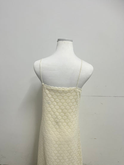 Classichic Yellow Skirt - Slim Fit Midi with Intricate Floral Lace Design