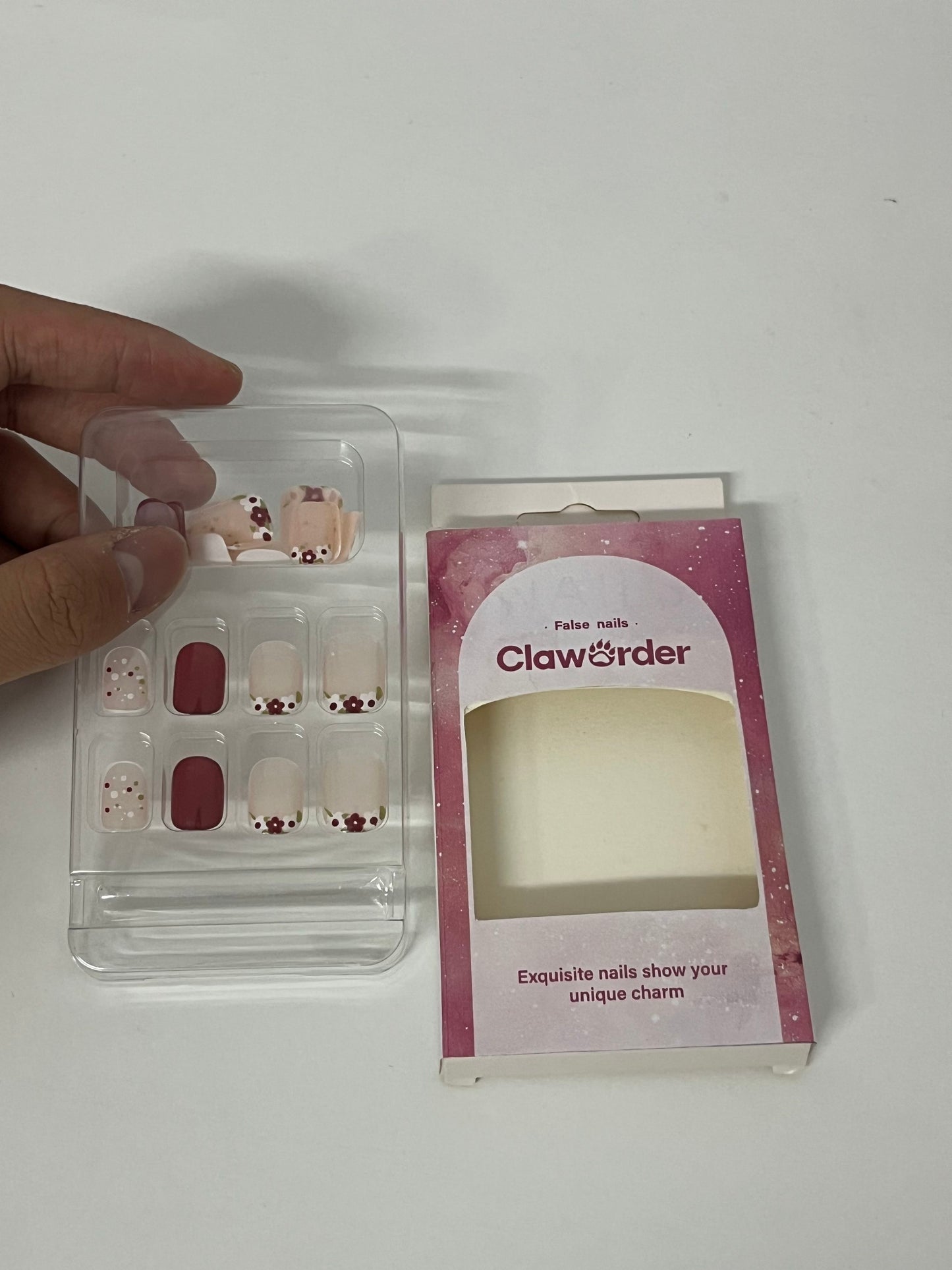 [ClawOrder False nails]-Cherry Blossom Press-On Nails - Short Matte Nail Tips