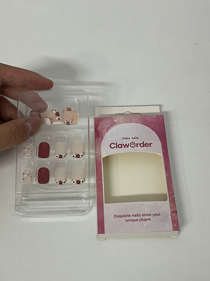 [ClawOrder False nails]-Cherry Blossom Press-On Nails - Short Matte Nail Tips