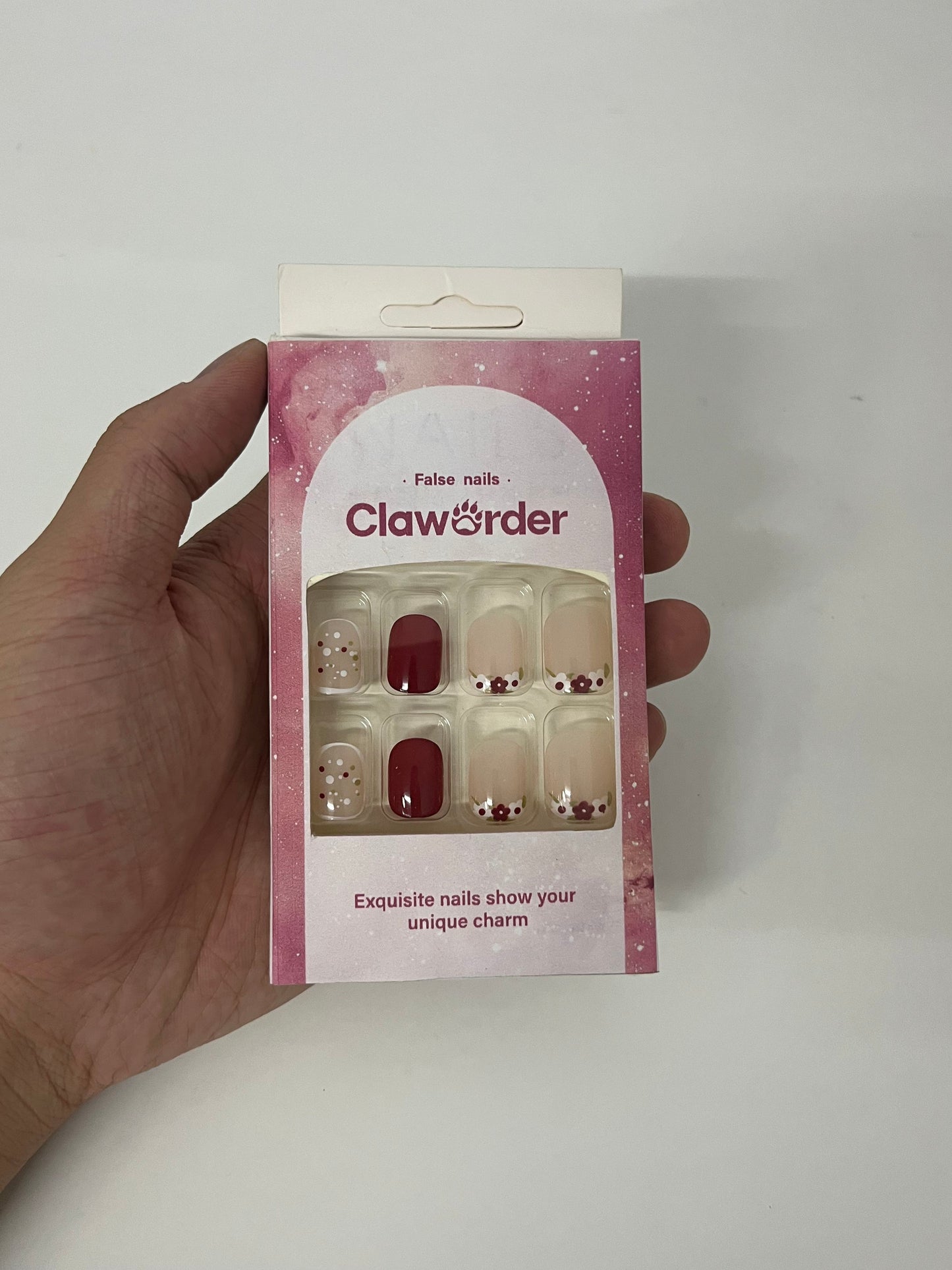 [ClawOrder False nails]-Cherry Blossom Press-On Nails - Short Matte Nail Tips