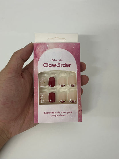 [ClawOrder False nails]-Cherry Blossom Press-On Nails - Short Matte Nail Tips