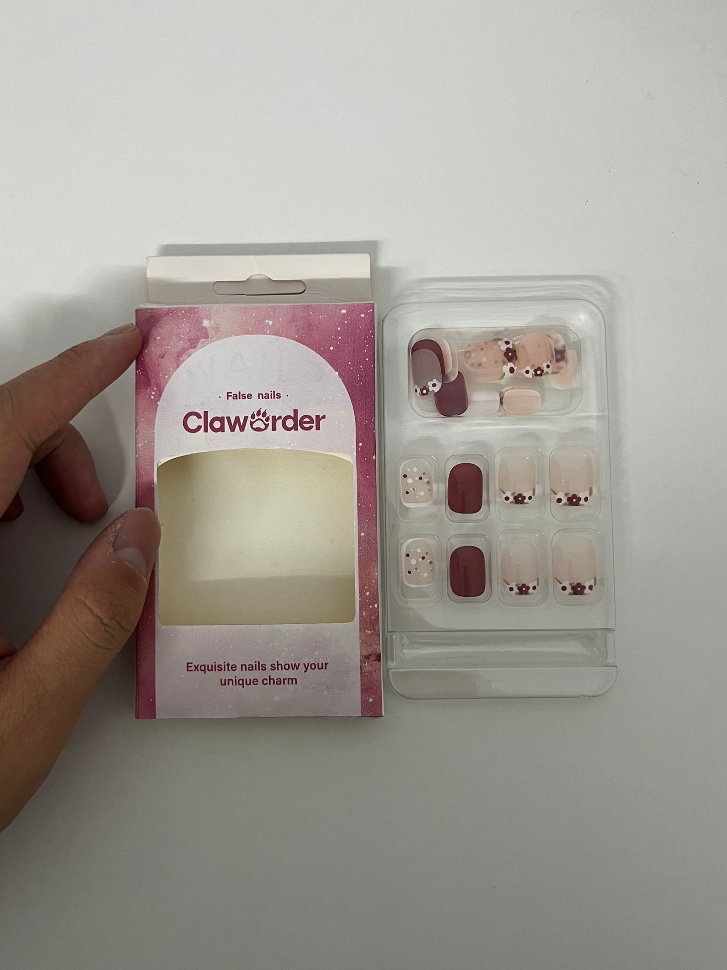 [ClawOrder False nails]-Cherry Blossom Press-On Nails - Short Matte Nail Tips