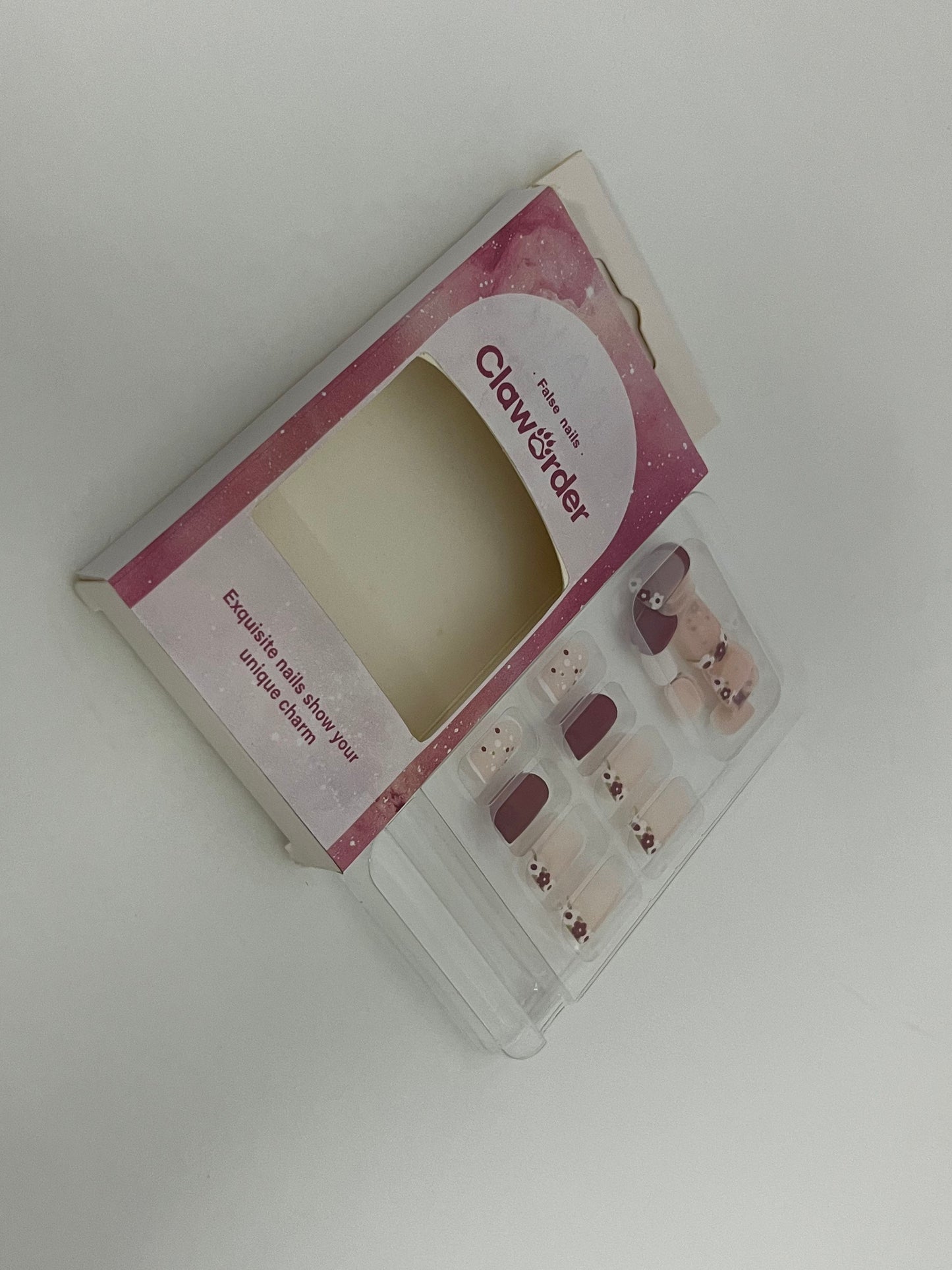 [ClawOrder False nails]-Cherry Blossom Press-On Nails - Short Matte Nail Tips