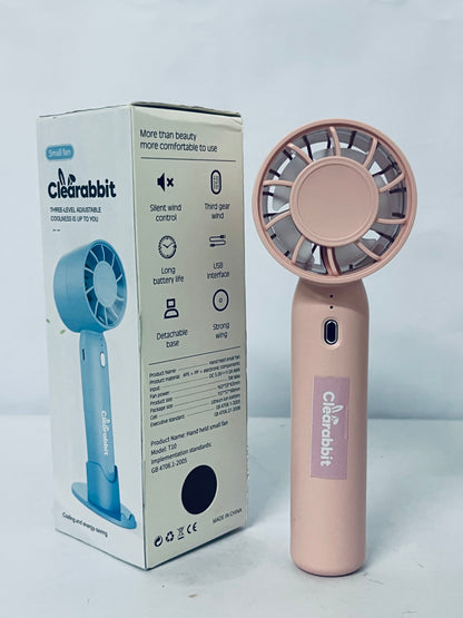 Clearabbit Electric fans Mini Portable Fan, USB Personal Handheld Fan with 3-Speed Cooling Wind Rechargeable Battery Operated Mini Pocket Design for Desktop/Travel/Outdoor/Vacation/Concerts