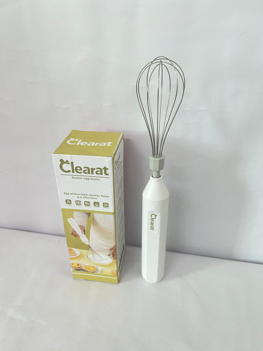Clearat Electric Egg Beater Handheld USB Charging Milk Frother Portable Cordless Drink Mixer with Stainless Steel Whisk (White)